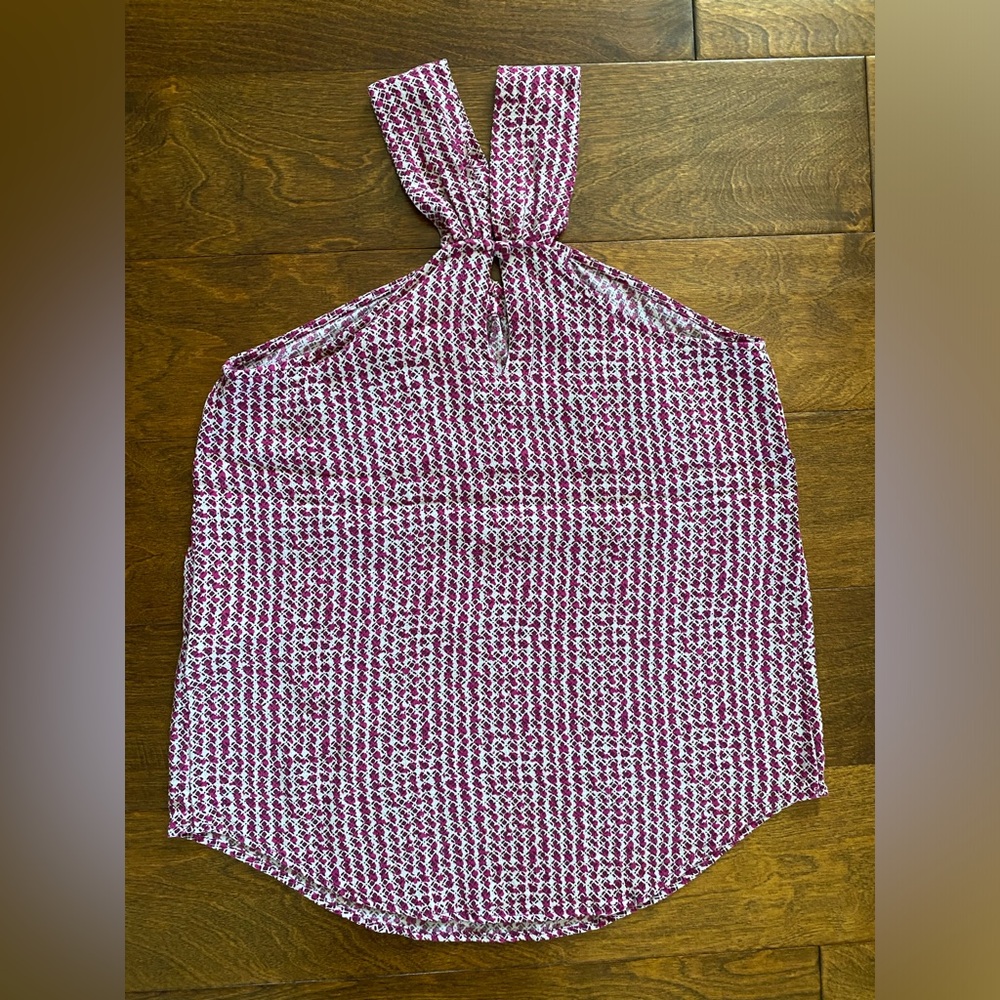 Maeve By Anthropologie Halter Neck Tank, Size 2, Pink/Burgundy/Cream - Picture 4 of 9